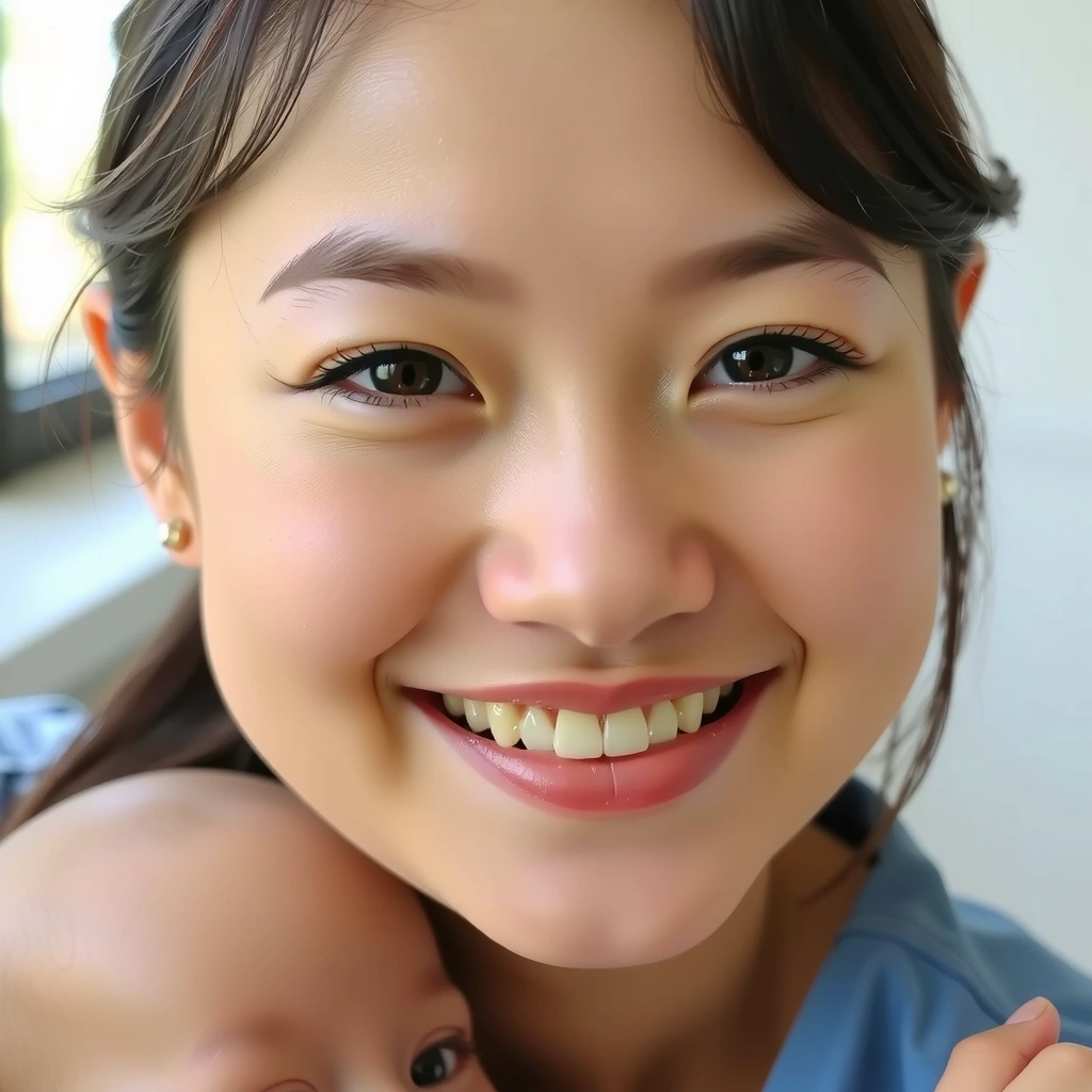 Porträt einer jungen Mutter mit ihrem Kind