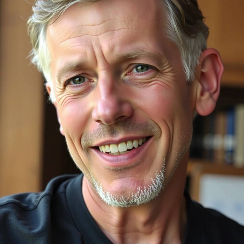 Porträt eines älteren Herrn, der zufrieden lächelt